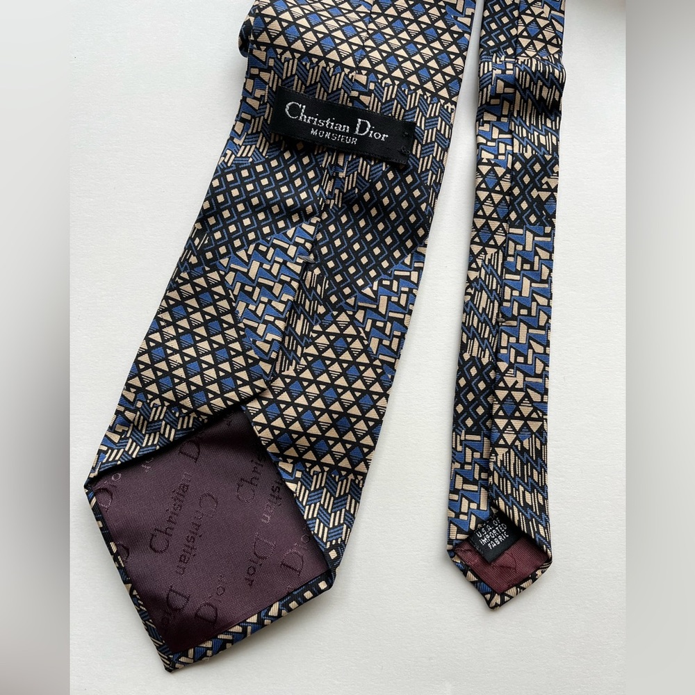 Christian Dior Geometric Pattern Necktie